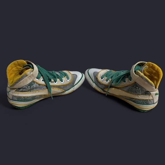 Puma High-Top Sneakers in Green, Yellow, Gray, and White - Picture 4 of 8